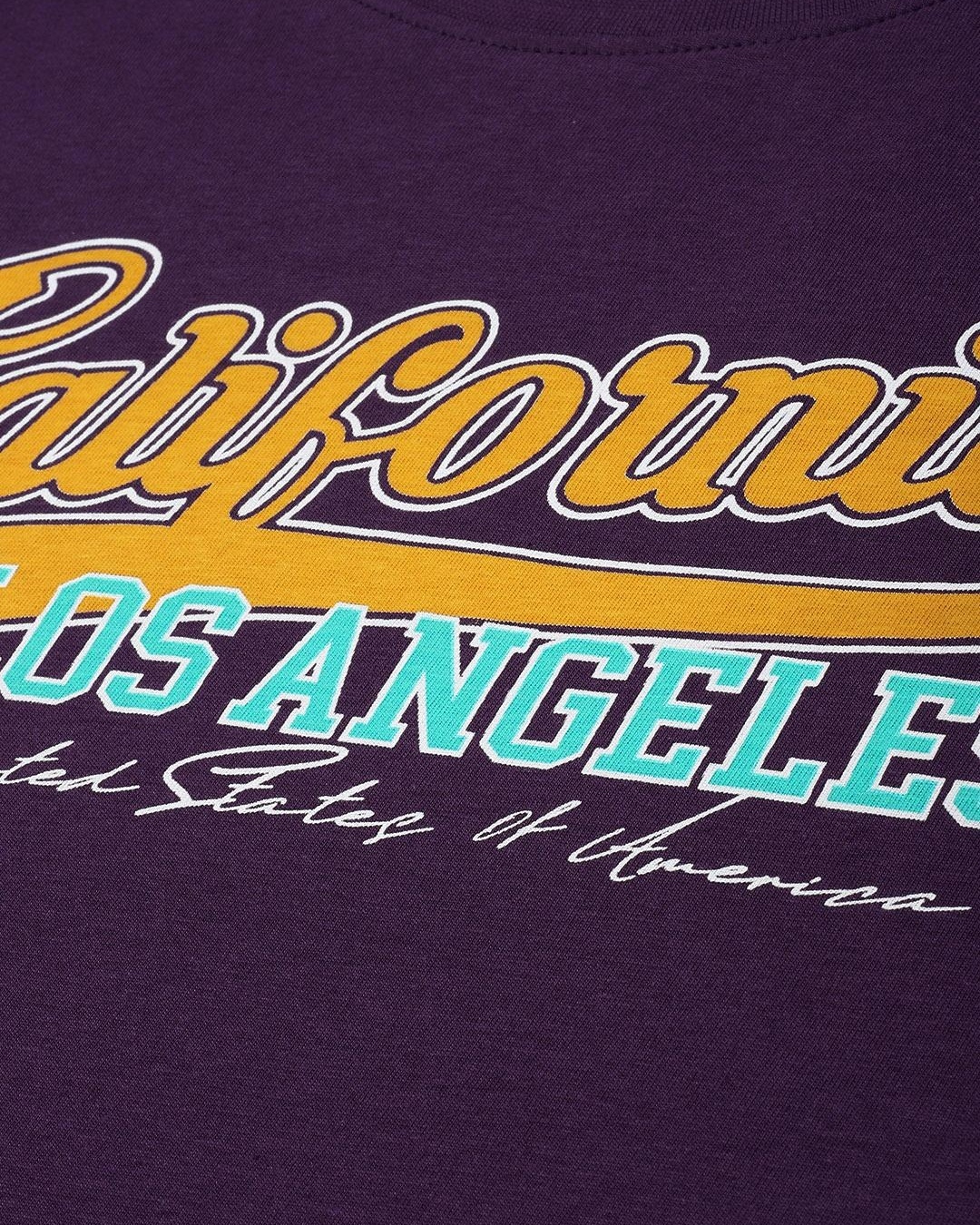 Buy Women's Purple Los Angeles Typography Oversized T-shirt Online at  Bewakoof