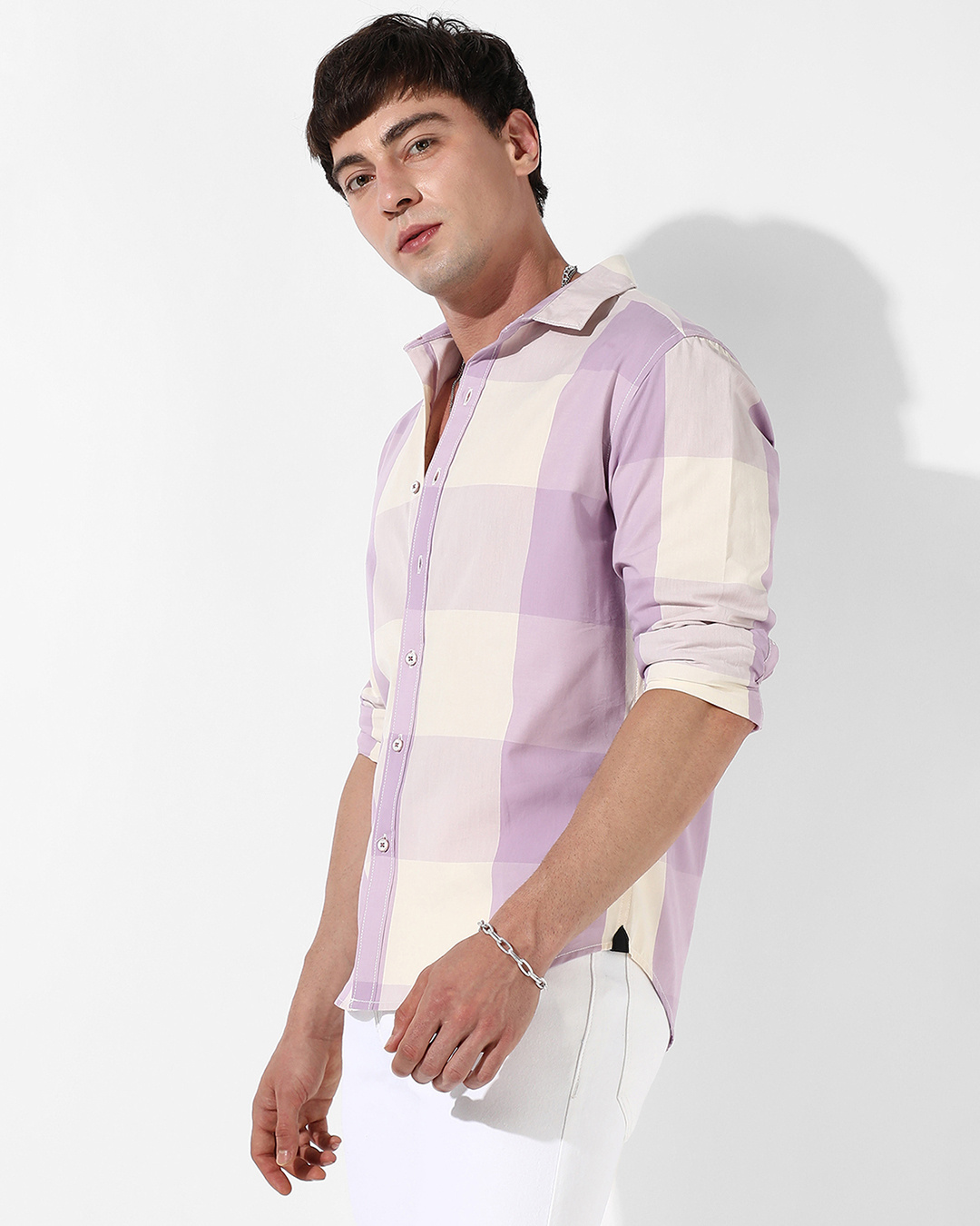 Shop Men's Purple Checked Shirt-Back