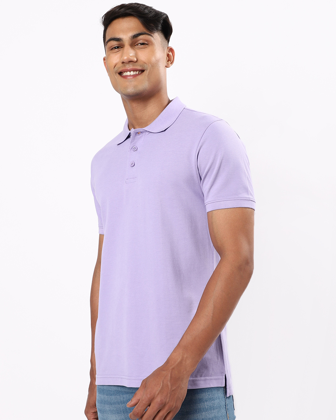 Shop Men's Purple Classic Pique Polo T-shirt-Back