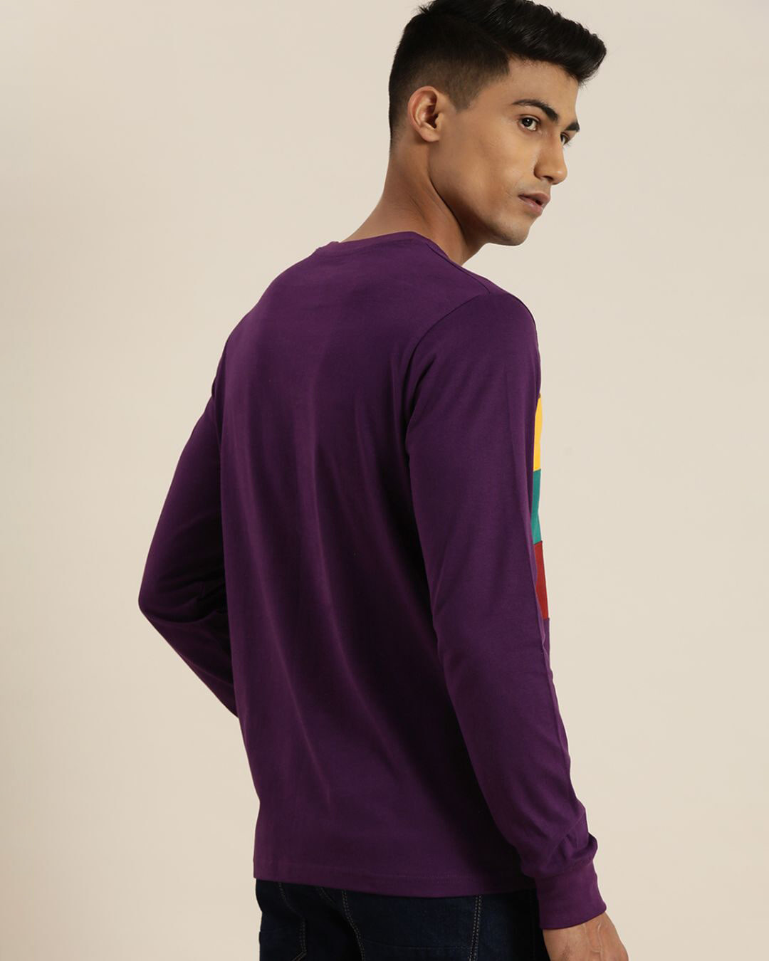 Shop Men's Purple Colourblocked T-shirt-Back