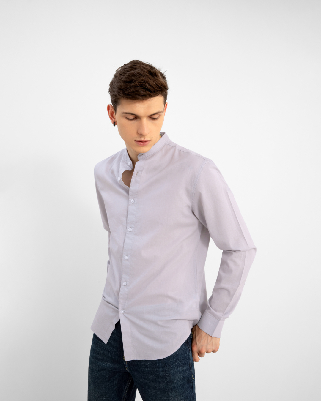 Shop Men's Purple Cotton Slim Fit Shirt-Back