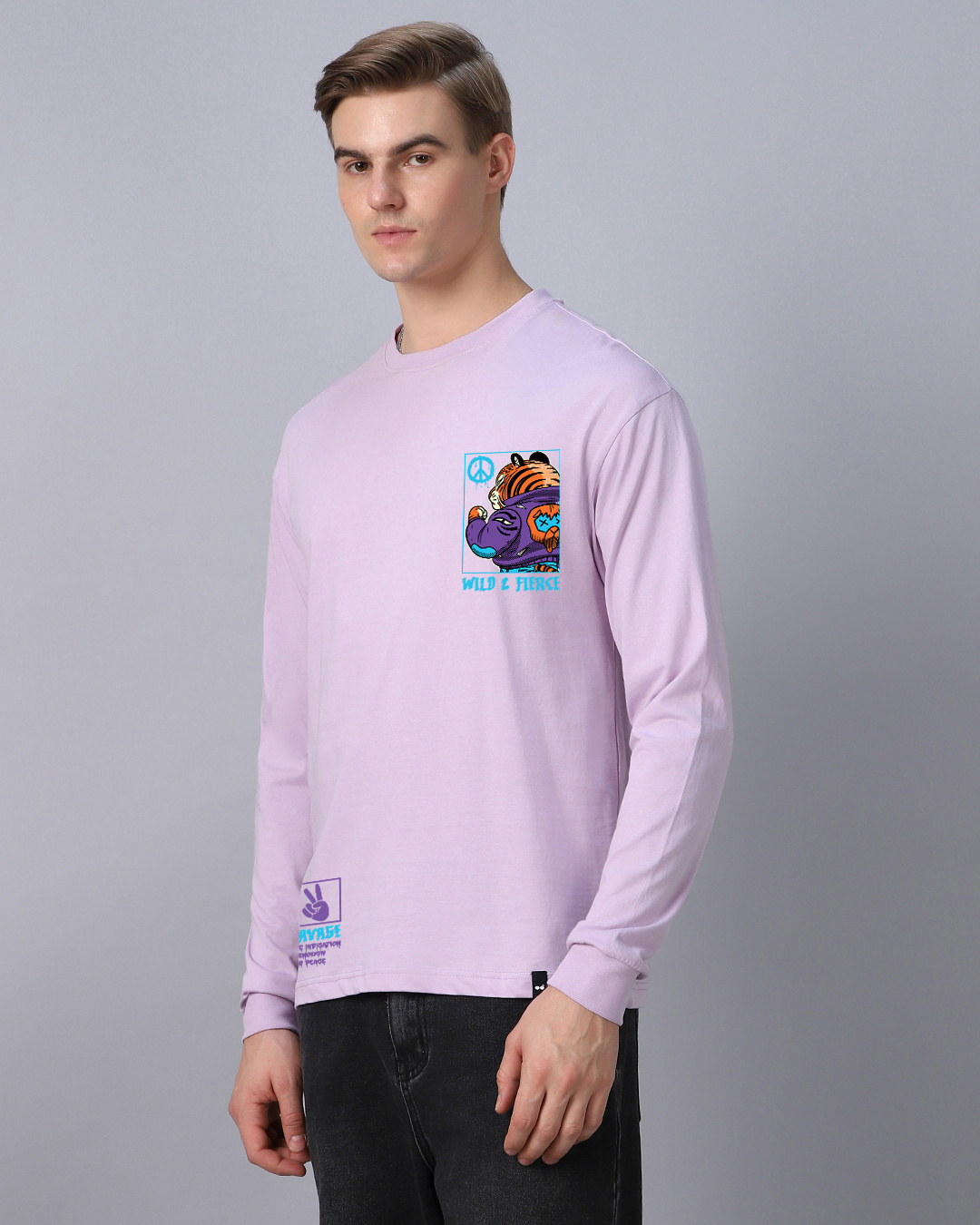 Buy Men's Purple Fierce Graphic Printed Oversized T-shirt Online