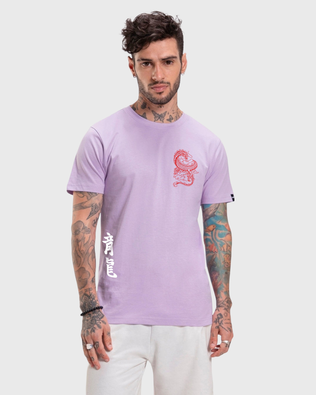 Shop Men's Purple Fire Dragon Graphic Printed T-shirt-Back