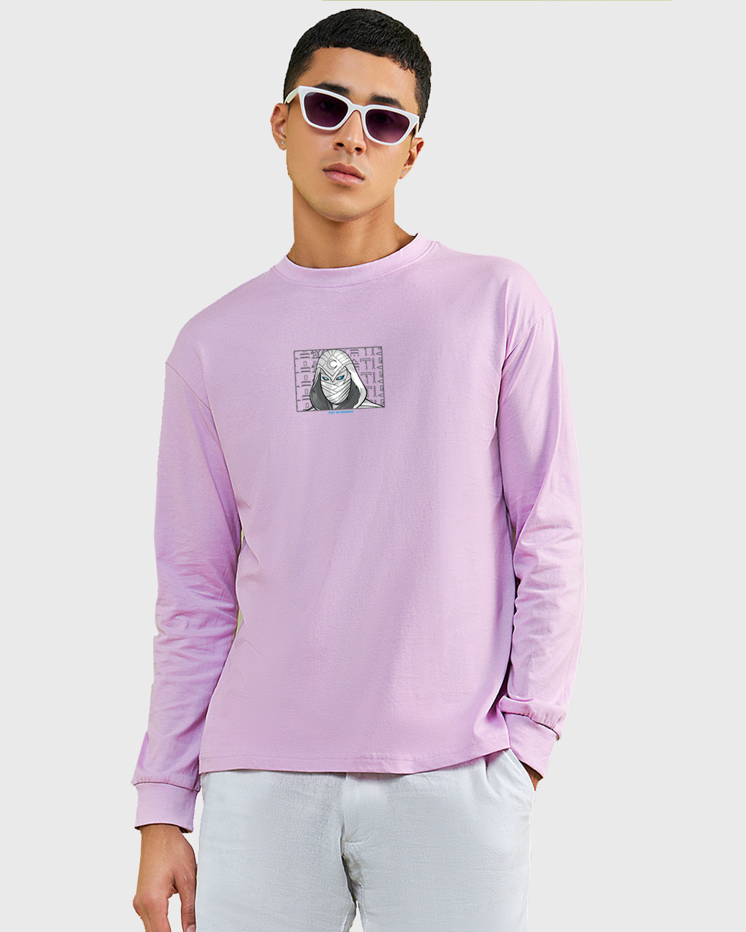Shop Men's Purple Fist Of Khonshu Graphic Printed Oversized T-shirt-Back
