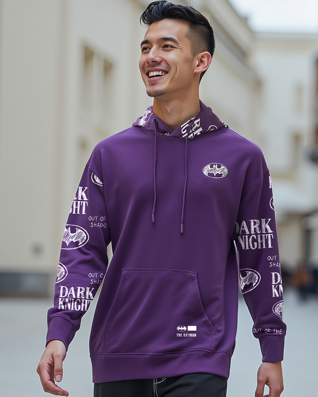 Buy Men's Purple Graphic Printed Oversized Hoodies Online at Bewakoof