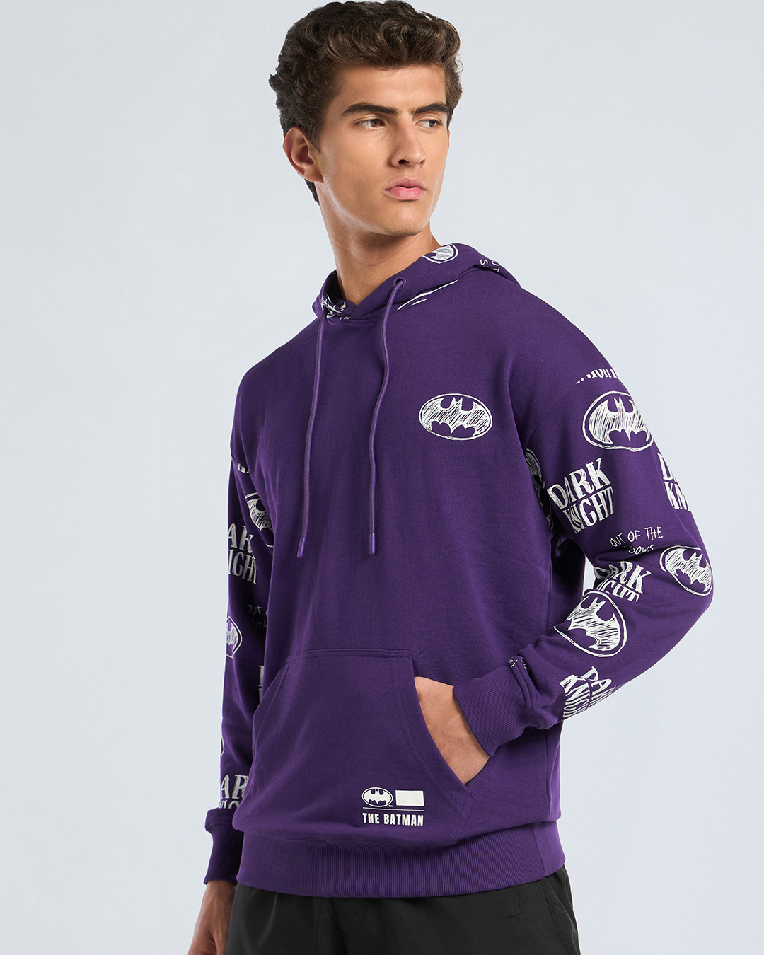 Shop Men's Purple Graphic Printed Oversized Hoodies-Back