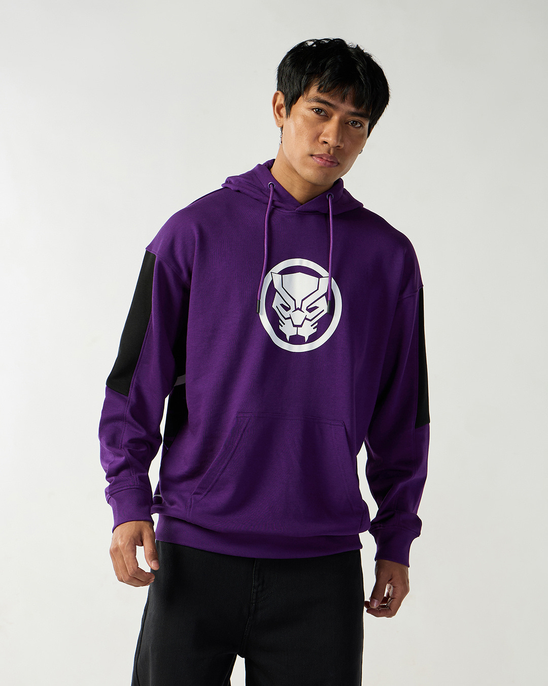 Shop Men's Purple Graphic Printed Oversized Hoodies-Back