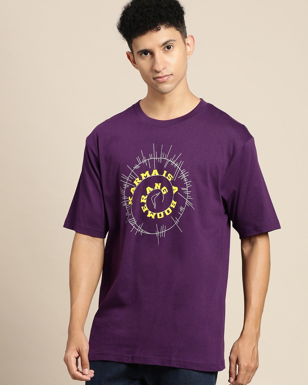 Shop Men's Purple Graphic Printed Oversized T-shirt-Back