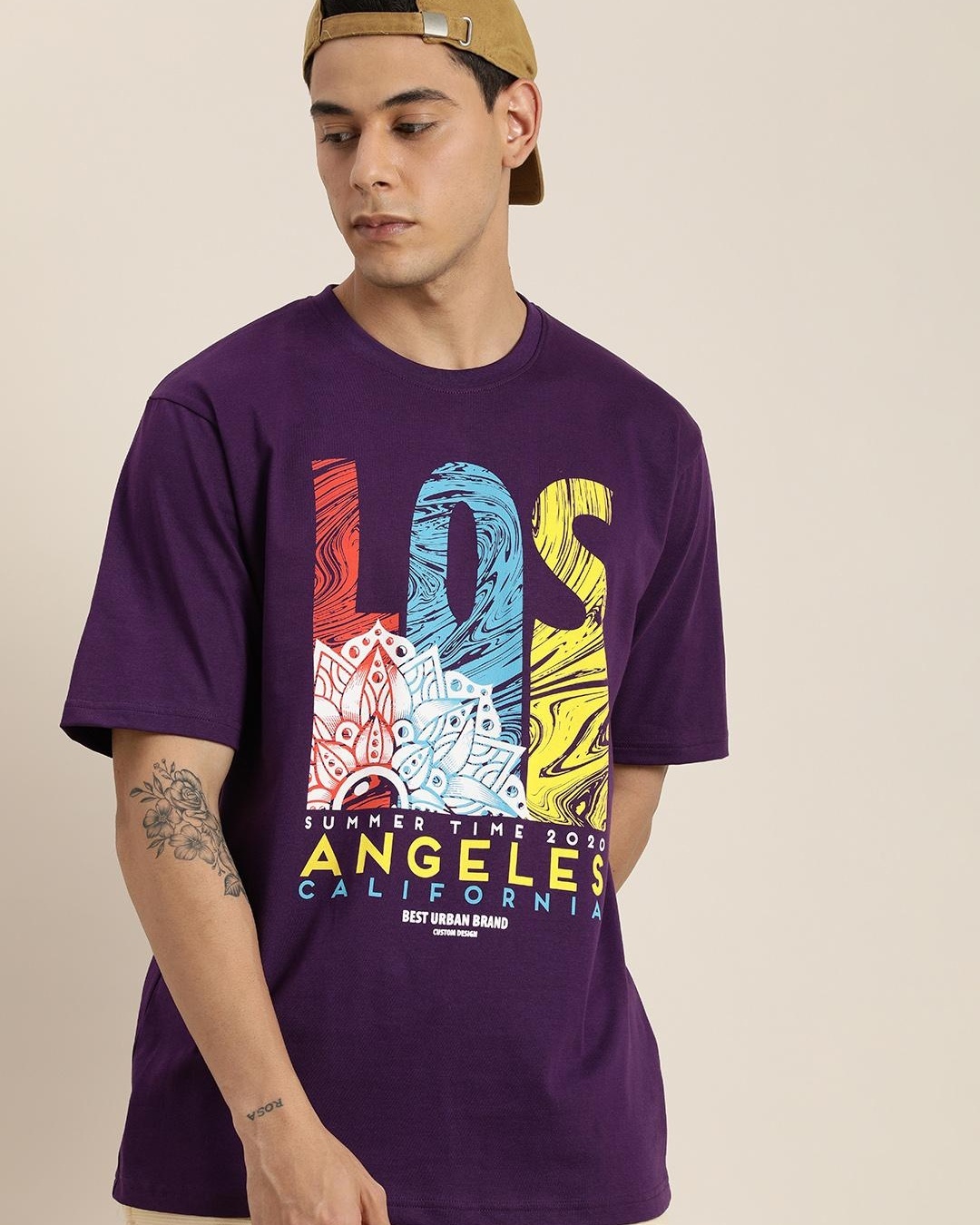 Buy Men's Purple Graphic Printed Oversized Tshirt Online at Bewakoof