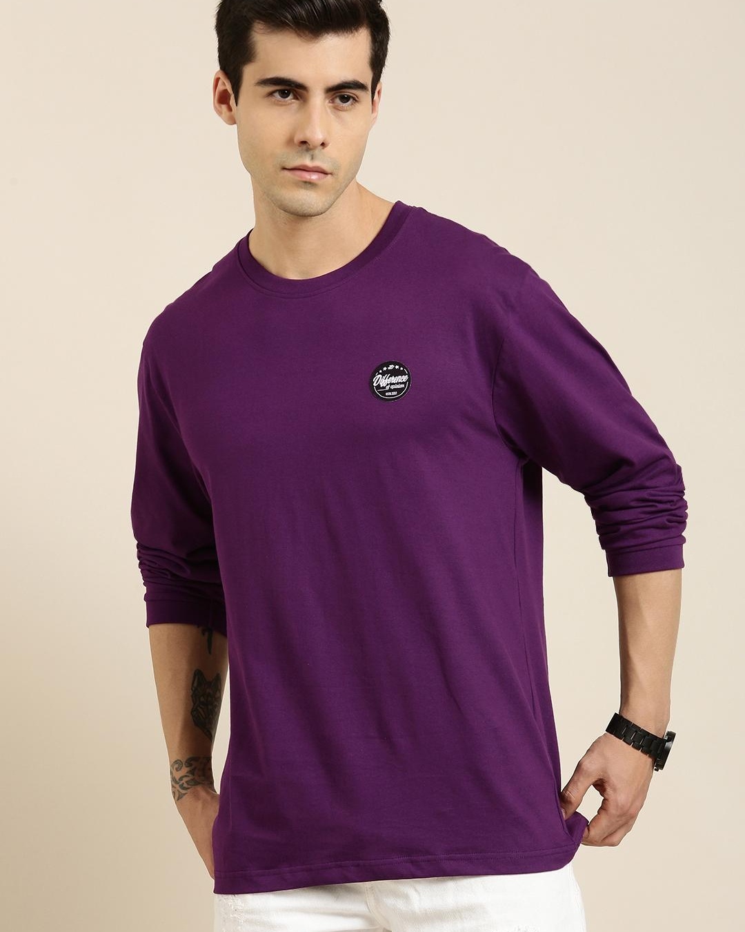 Shop Men's Purple Graphic Printed Oversized T-shirt-Back