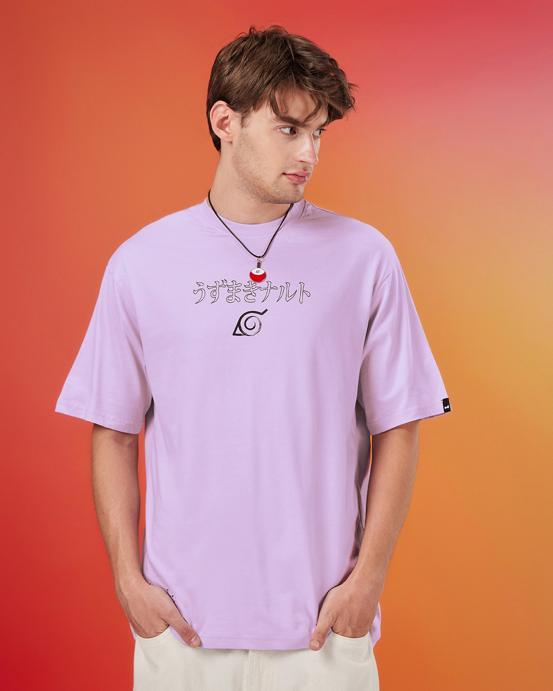 Shop Men's Purple Hidden Leaf Naruto Graphic Printed Oversized T-shirt-Back