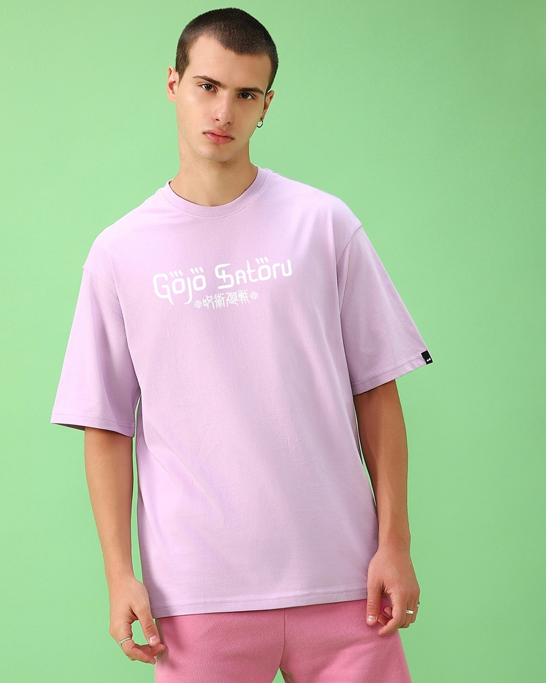 Shop Men's Purple Hollow Graphic Printed Oversized T-shirt-Back
