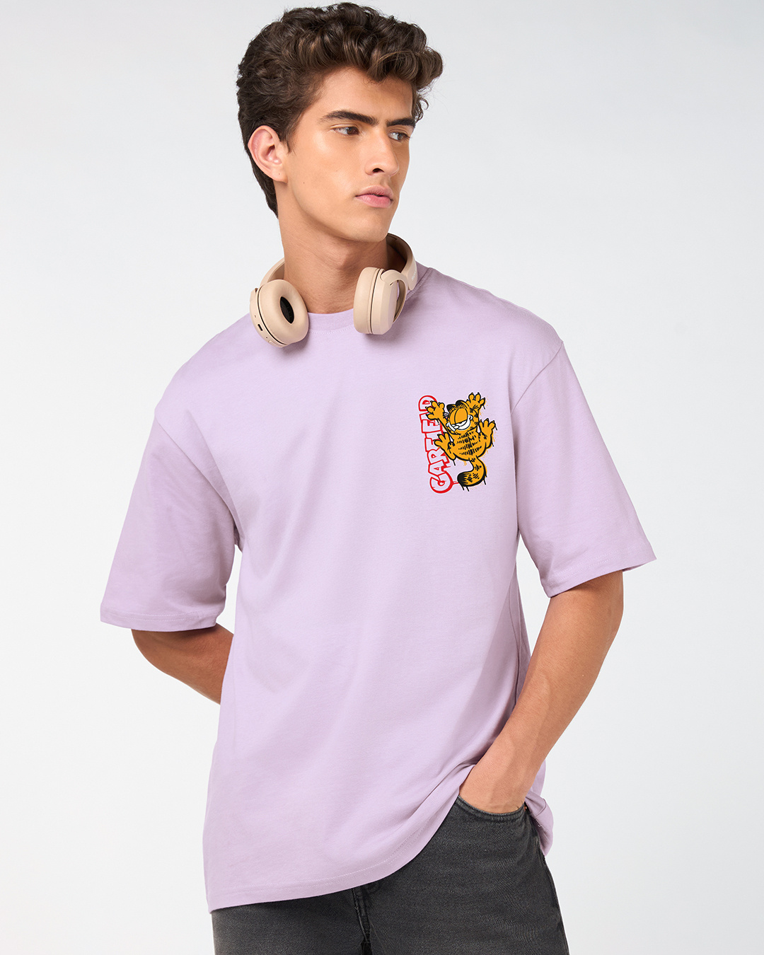 Shop Men's Purple Hug It Out Graphic Printed Oversized T-shirt-Back