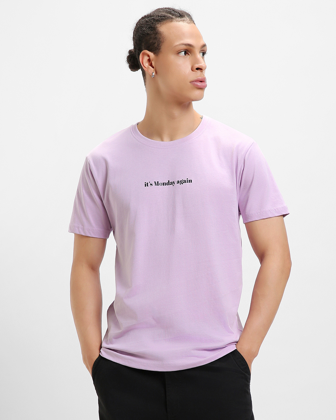Shop Men's Purple Its Monday Again Graphic Printed T-shirt-Back