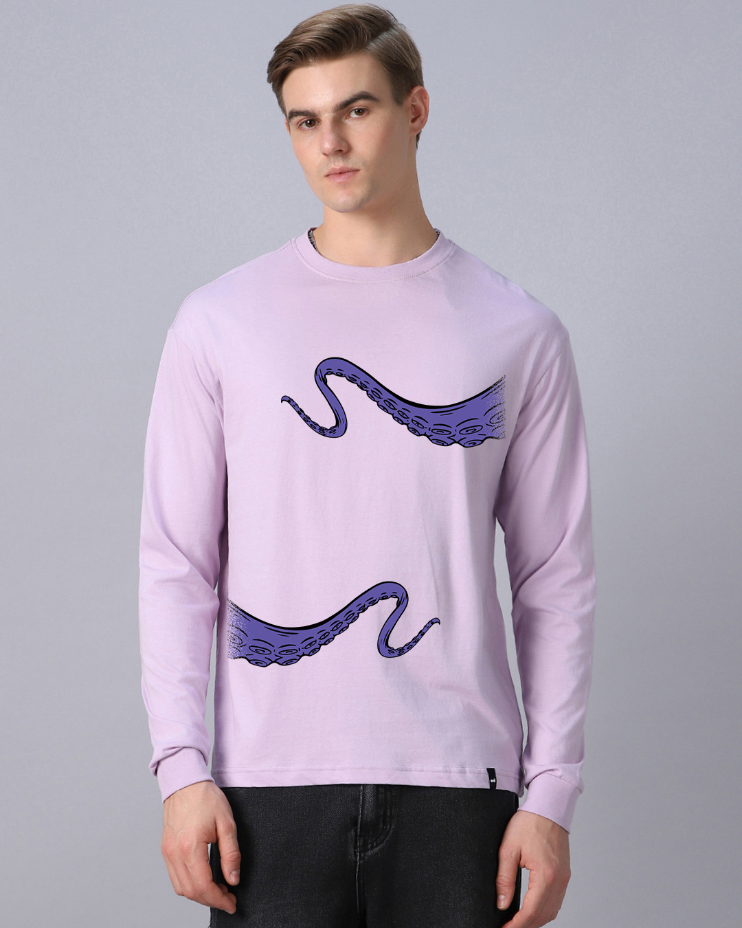 Shop Men's Purple Kraken Graphic Printed Oversized T-shirt-Back