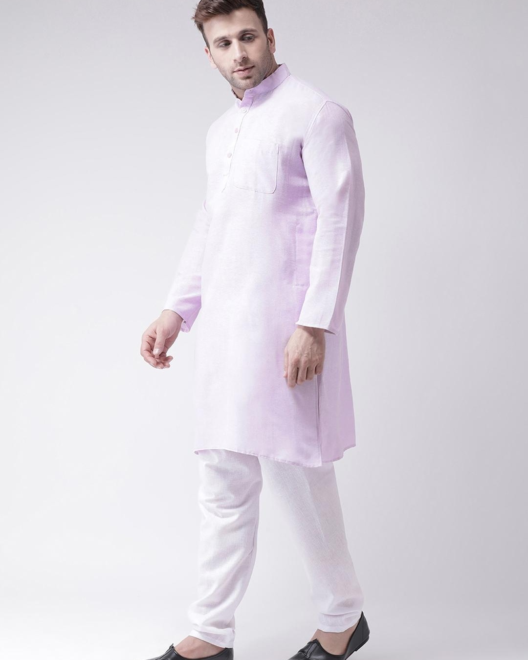 Shop Men's Purple Long Kurta-Back