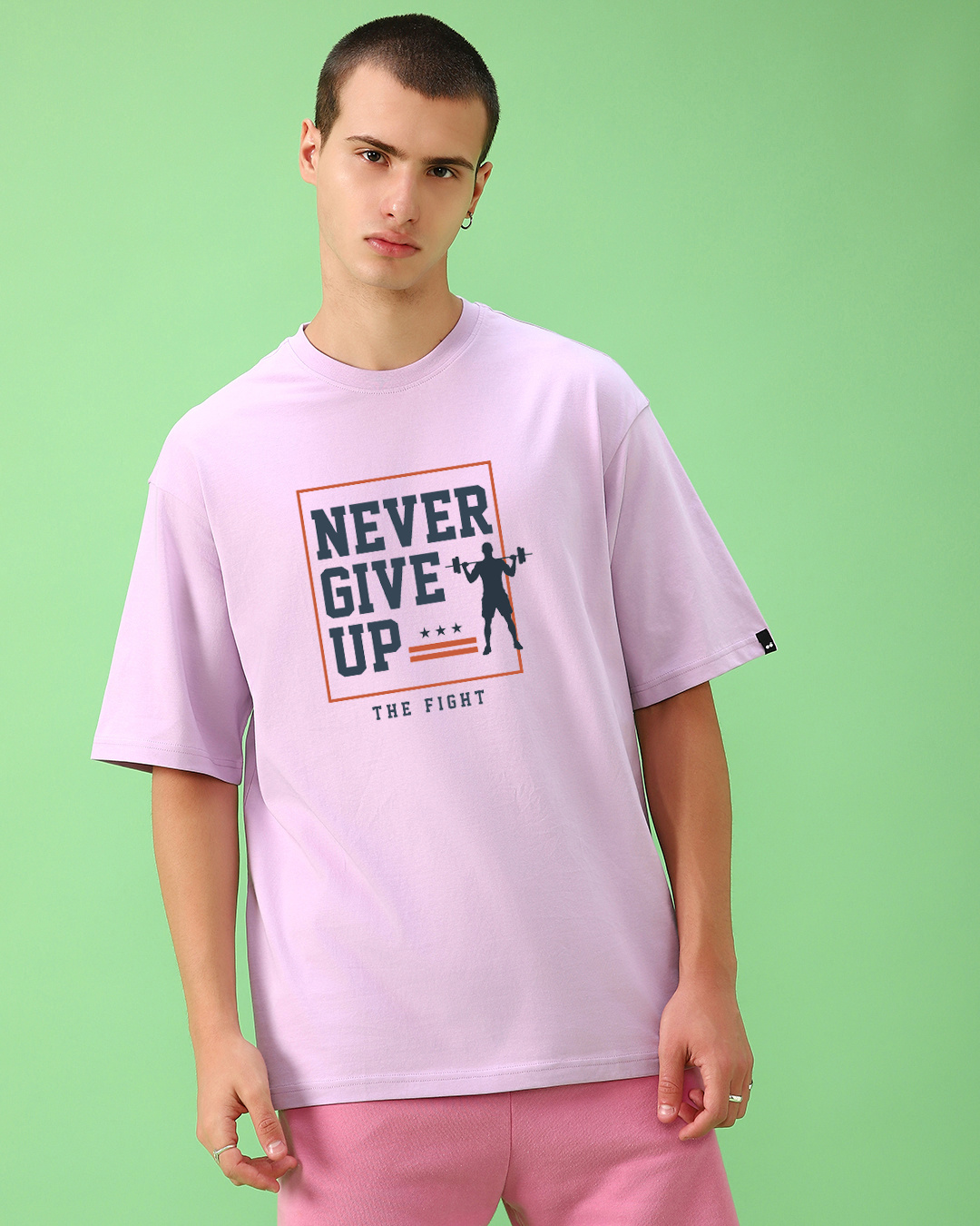 Buy Men's Purple Never Give Up Typography Oversized T-shirt Online at ...