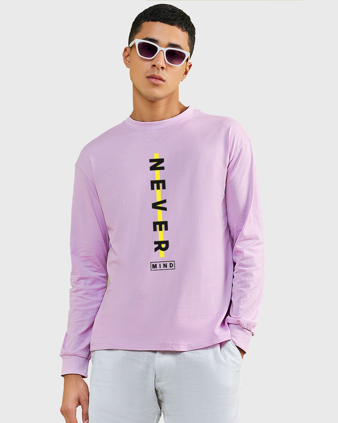 Buy Mens Purple Never Mind Typography Oversized T Shirt Online At Bewakoof 0195