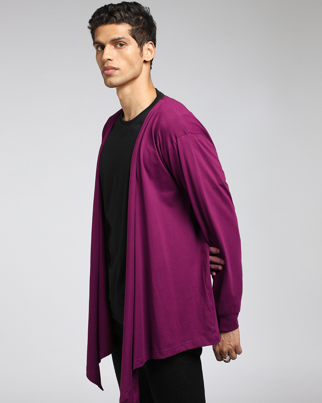 Shop Men's Purple Not So Wine Front Drape Knit Shirt-Back