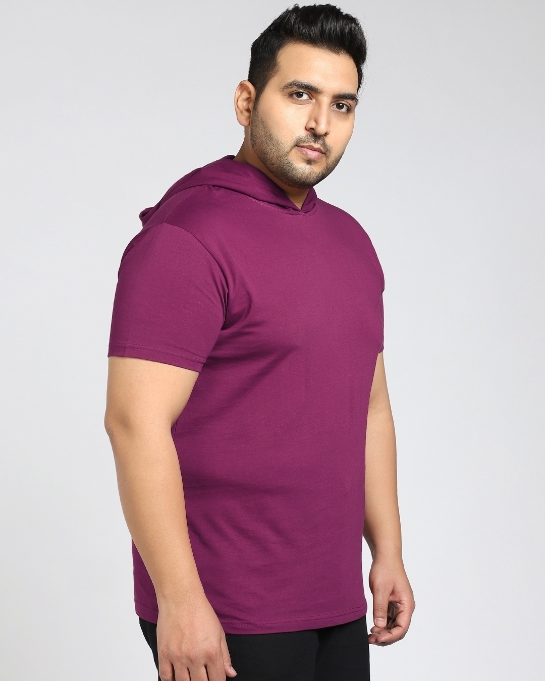 Shop Men's Purple Not So Wine Oversized Plus Size Hoodie T-shirt-Back