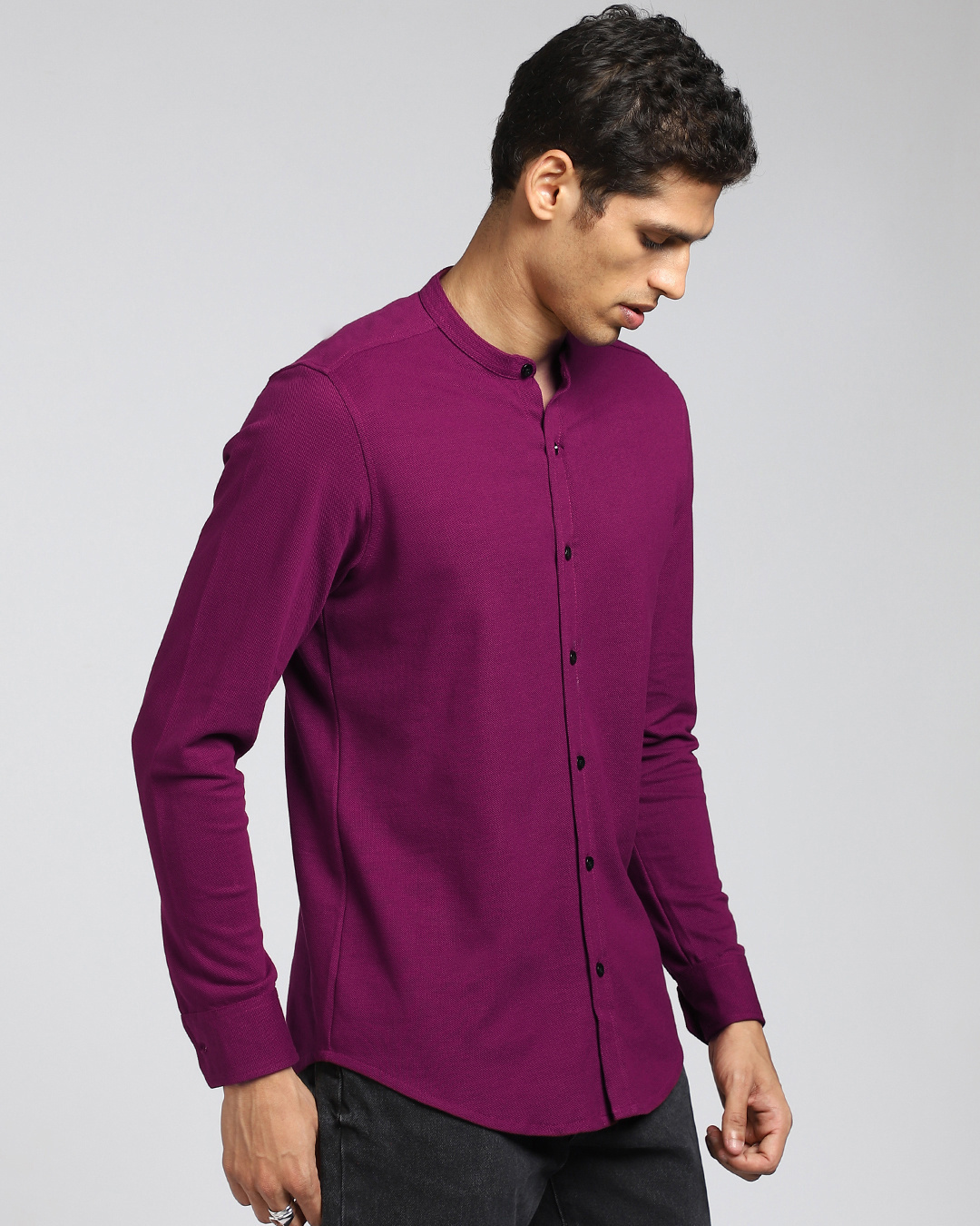 Shop Men's Purple Not So Wine Pique Shirt-Back