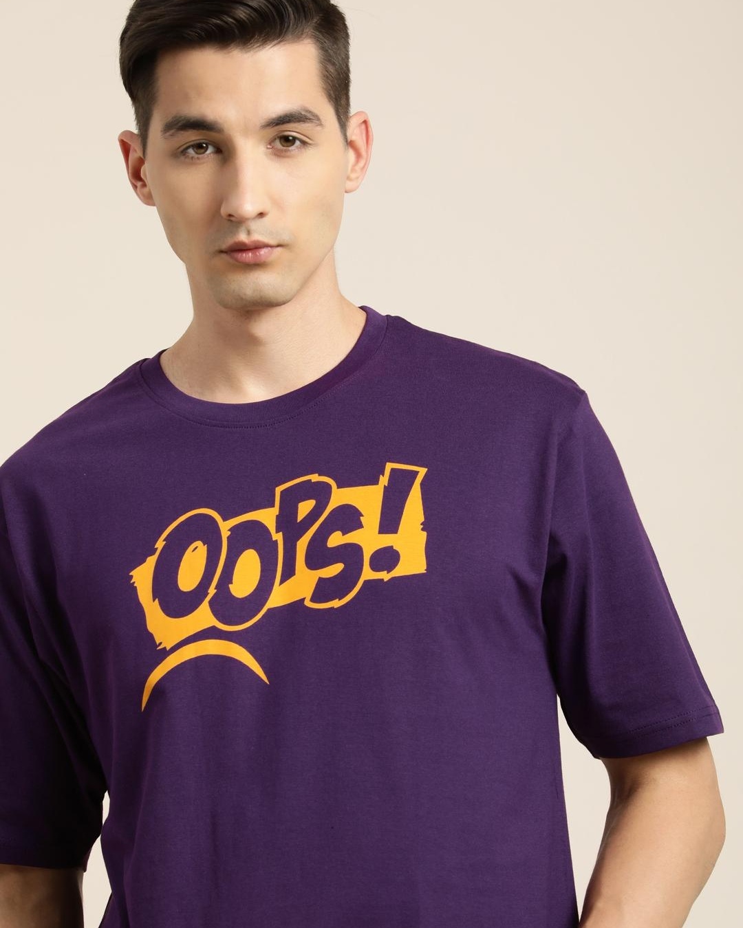 Buy Mens Purple Oops Typography Oversized T Shirt Online At Bewakoof 2301