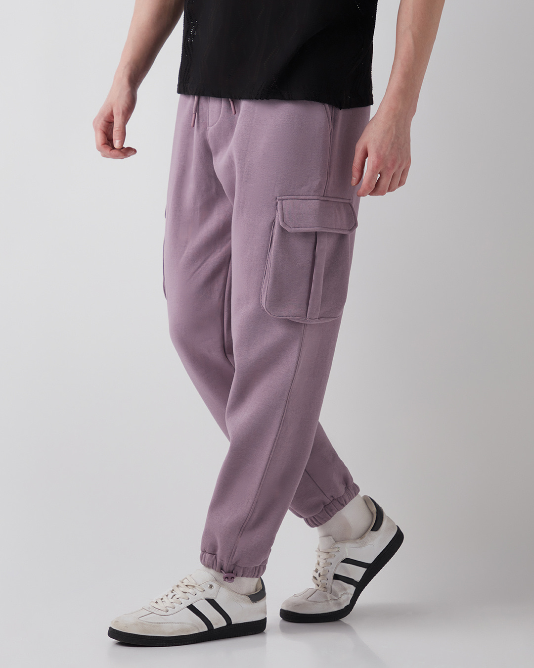 Shop Men's Purple Oversized Cargo Joggers-Back