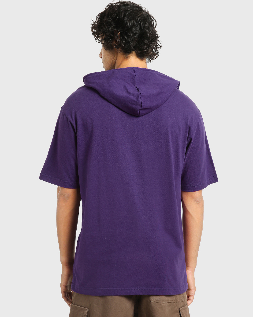 Buy Men's Purple Oversized Hoodie T-shirt Online at Bewakoof