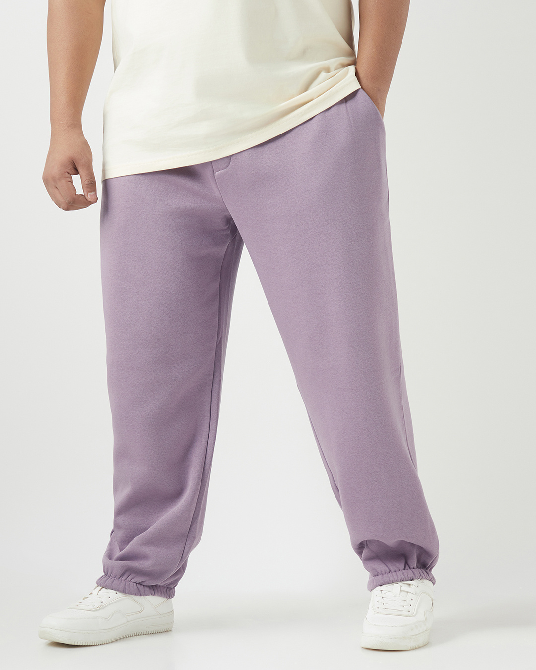 Shop Men's Purple Oversized Plus Size Brushed Joggers-Back