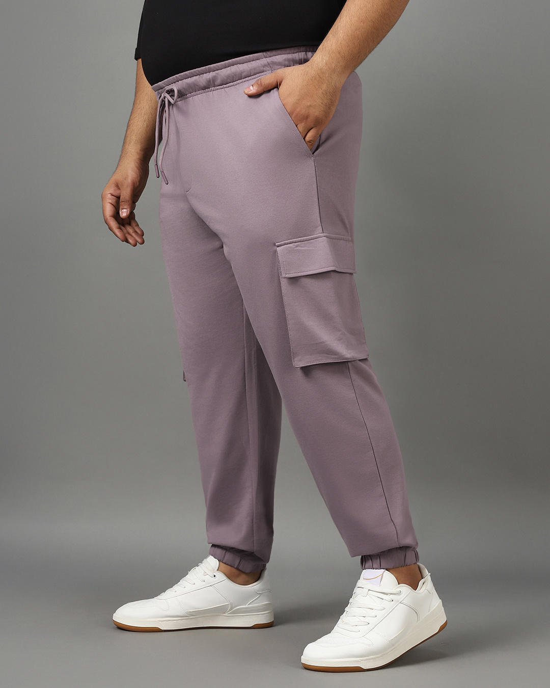 Shop Men's Purple Oversized Plus Size Cargo Joggers-Back