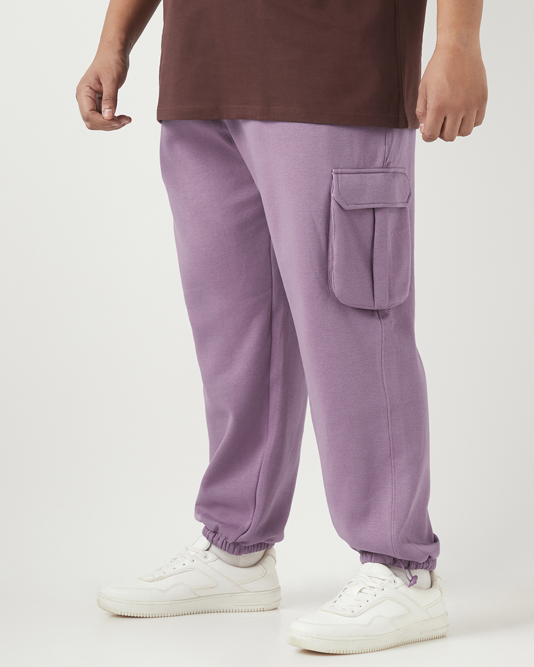 Shop Men's Purple Oversized Plus Size Cargo Joggers-Back