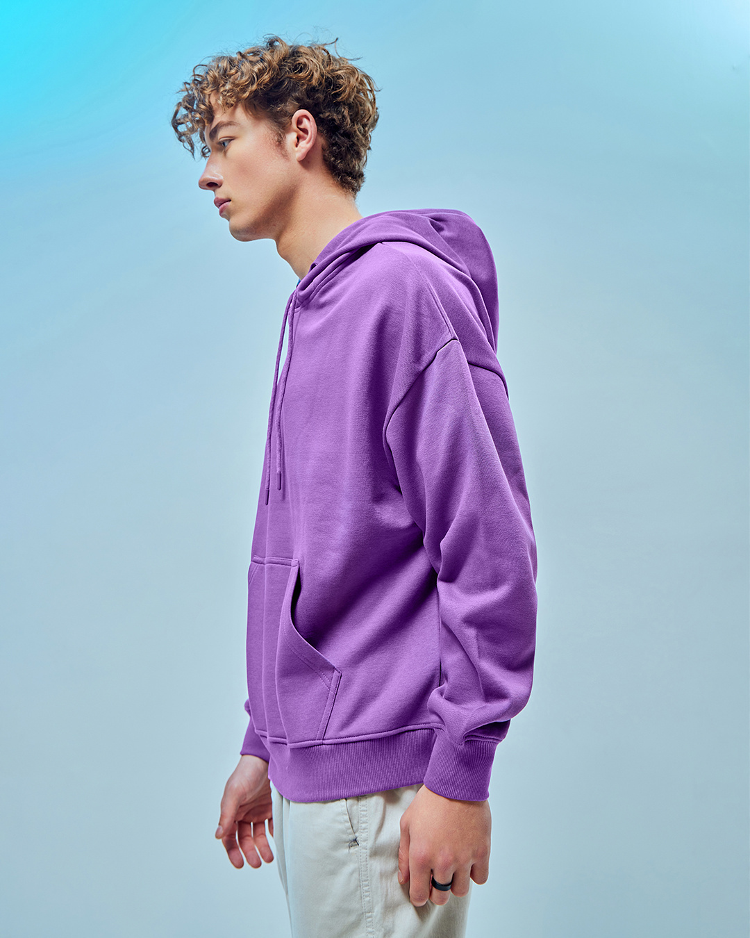 Shop Men's Purple Oversized Plus Size Hoodies-Back