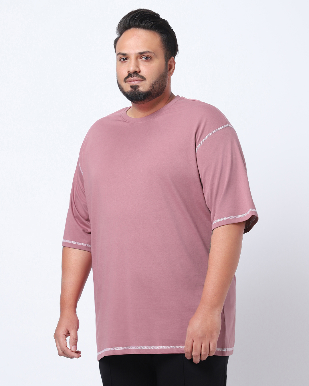 Shop Men's Purple Oversized Plus Size T-shirt-Back