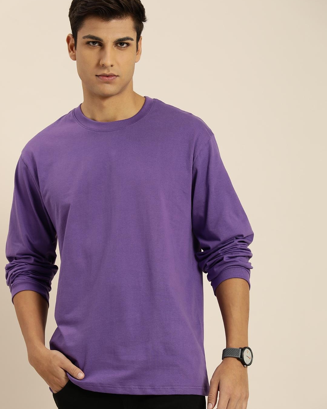 Shop Men's Purple Oversized T-shirt-Back