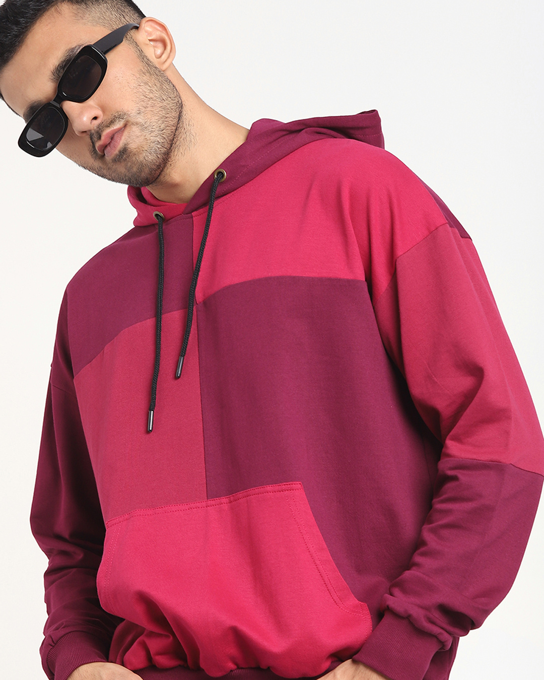 Buy Men's Purple & Pink Color Block Hoodies Online at Bewakoof