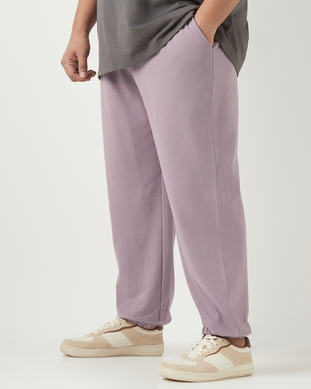 Shop Men's Purple Plus Size Textured Joggers-Back