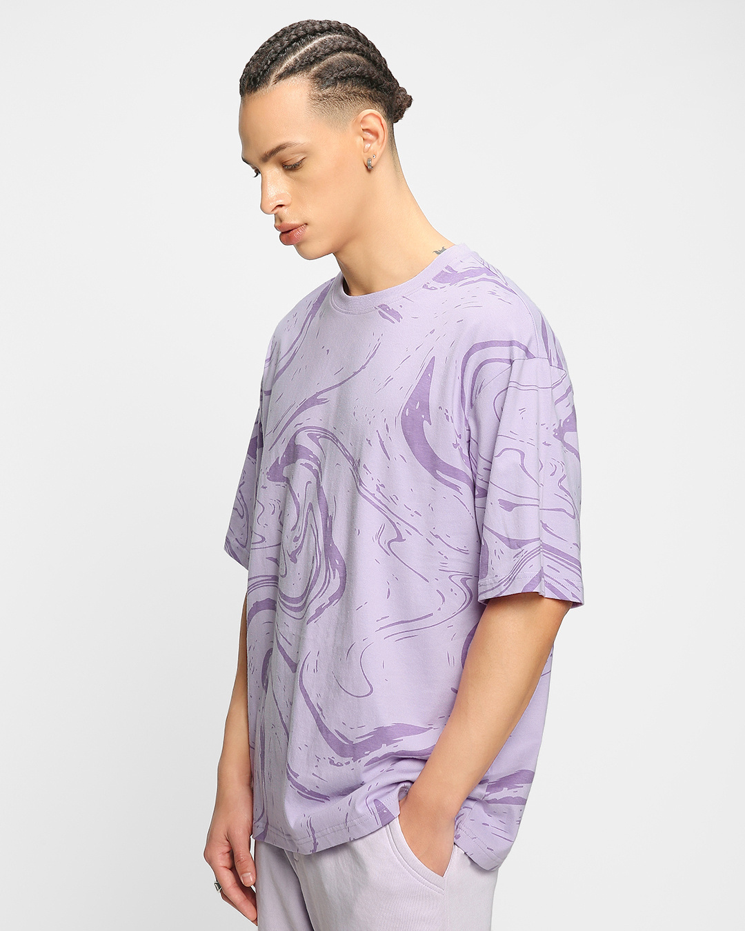 Shop Men's Purple Printed Oversized T-shirt-Back