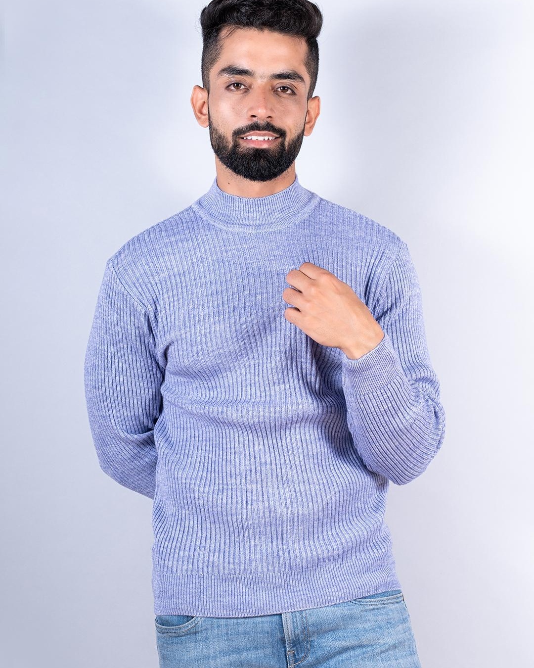 Buy Men s Purple Relaxed Fit Turtle Neck Sweater Online in India at