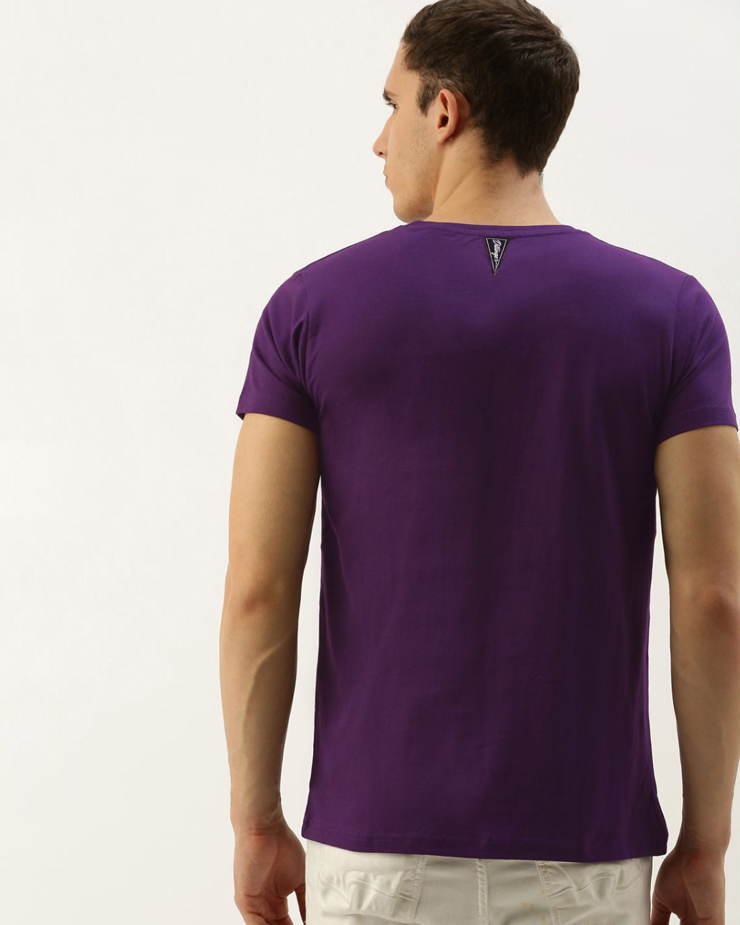 Shop Men's Purple Solid T-shirt-Back