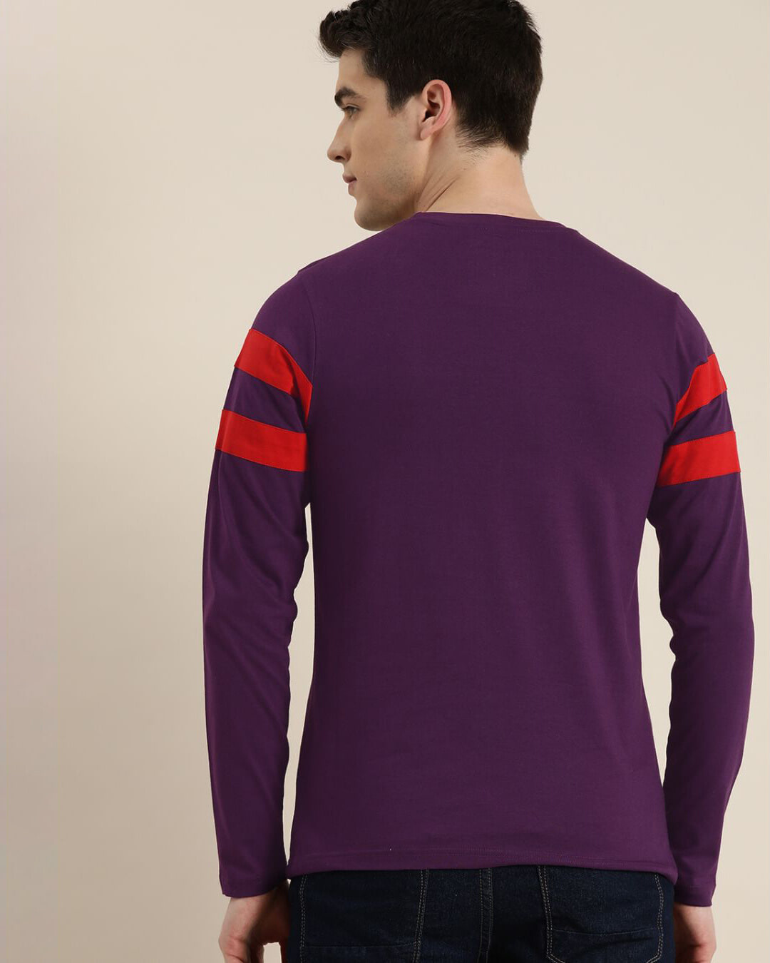Shop Men's Purple Striped T-shirt-Back