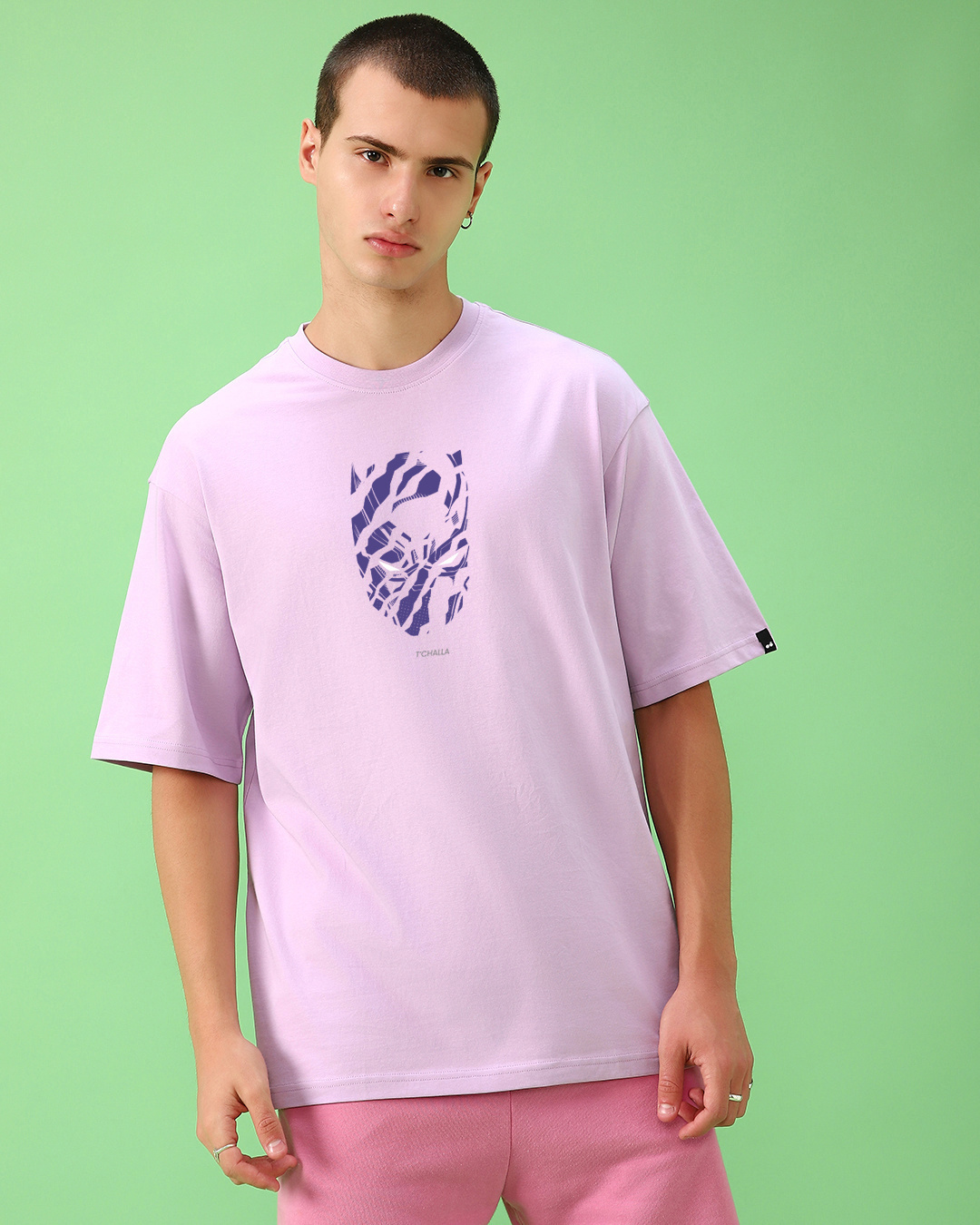 Shop Men's Purple Tchalia Graphic Printed Oversized T-shirt-Back