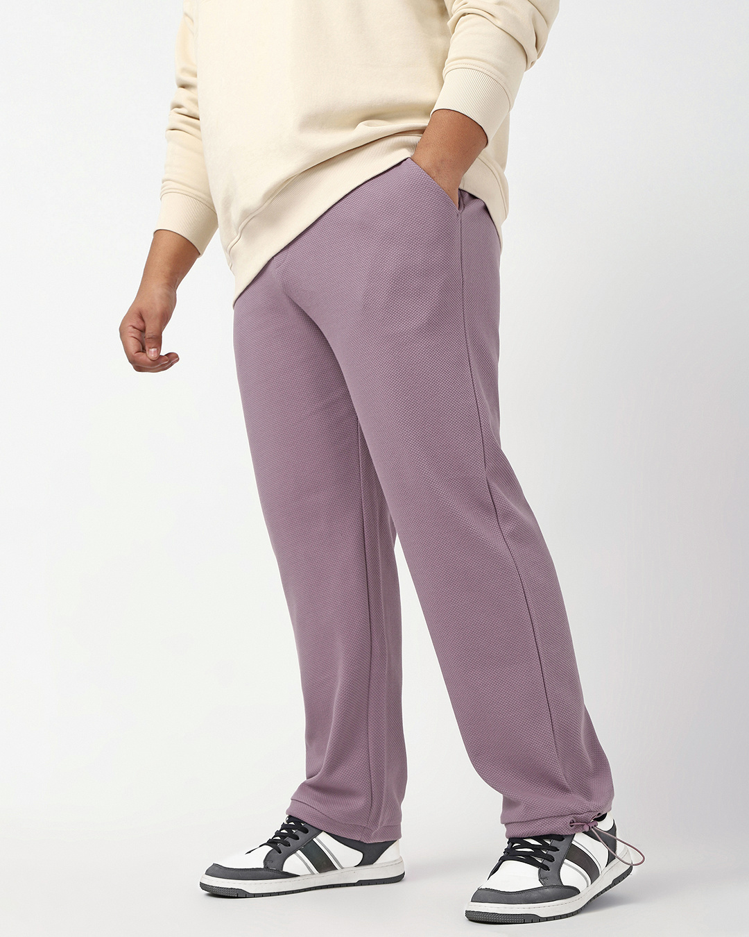 Shop Men's Purple Textured Oversized Plus Size Parachute Pants-Back