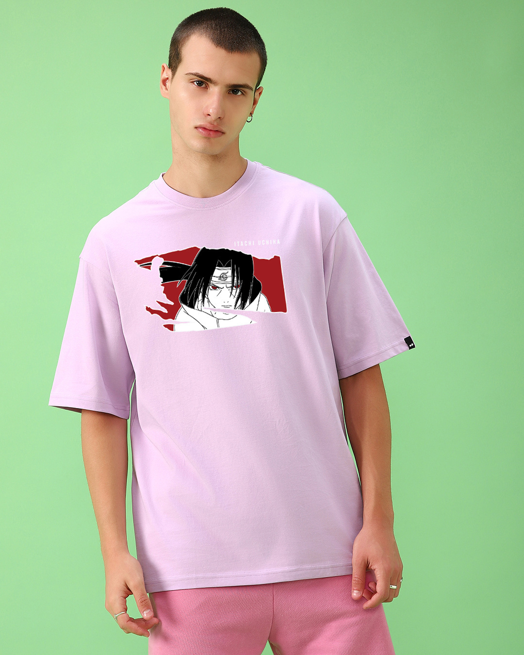 Shop Men's Purple Uchiha Blood Graphic Printed Oversized T-shirt-Back