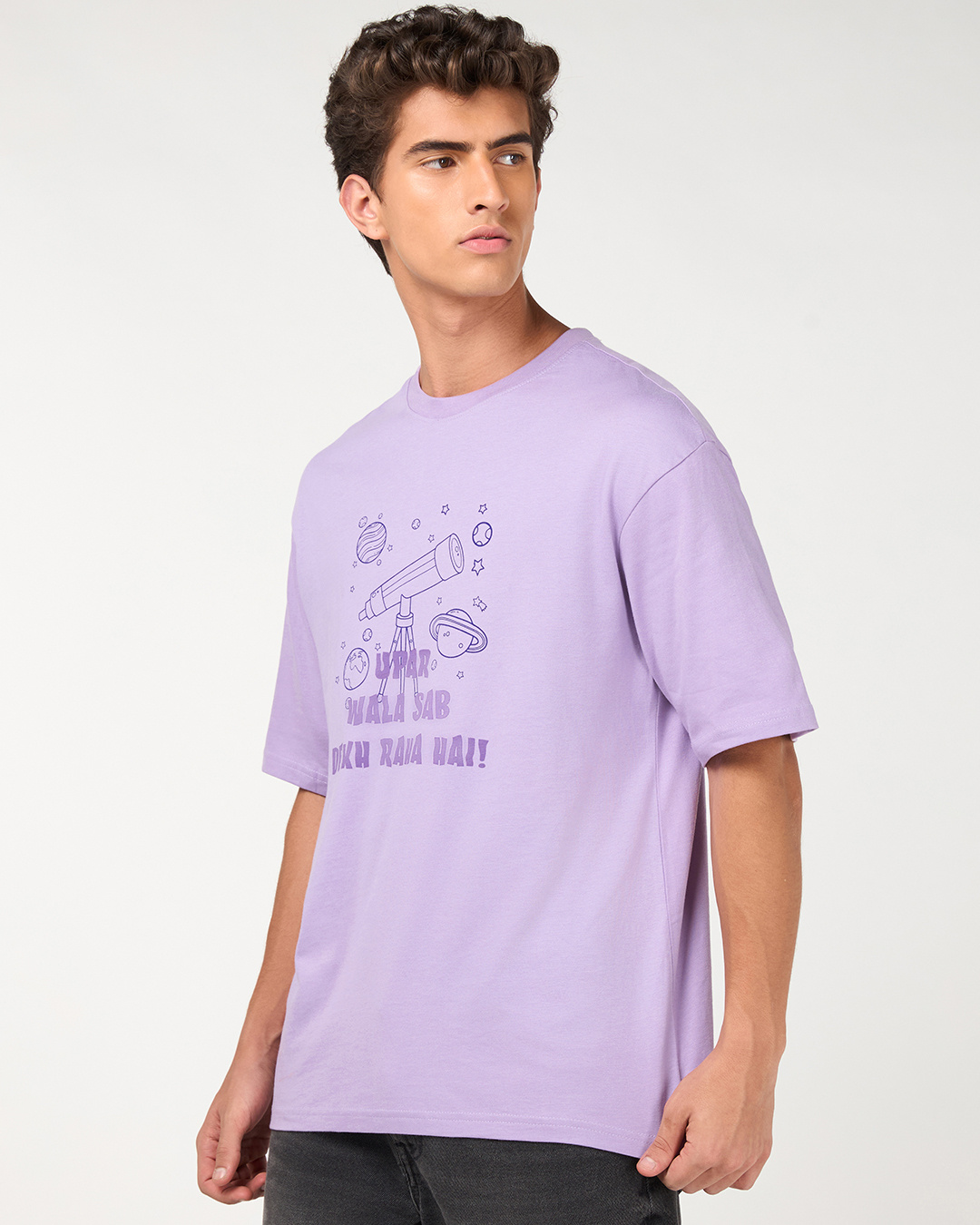 Shop Men's Purple Uparwala Graphic Printed Oversized T-shirt-Back