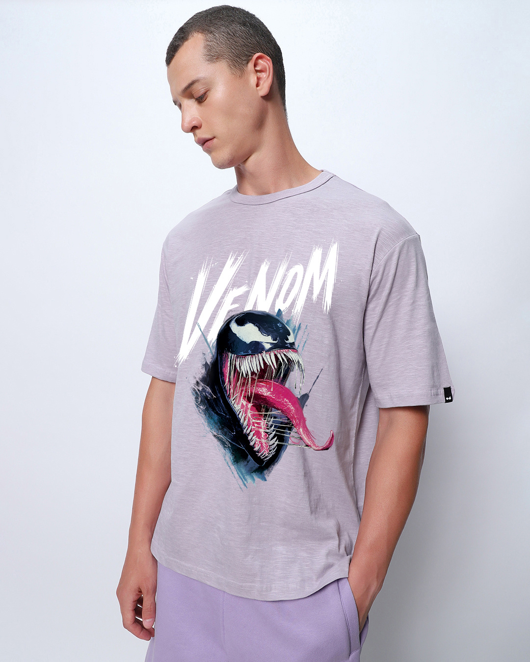 Shop Men's Purple Venom Scream Graphic Printed Oversized T-shirt-Back