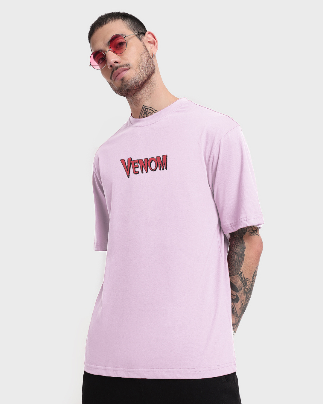 Shop Men's Purple Venom Street Graphic Printed Oversized T-shirt-Back
