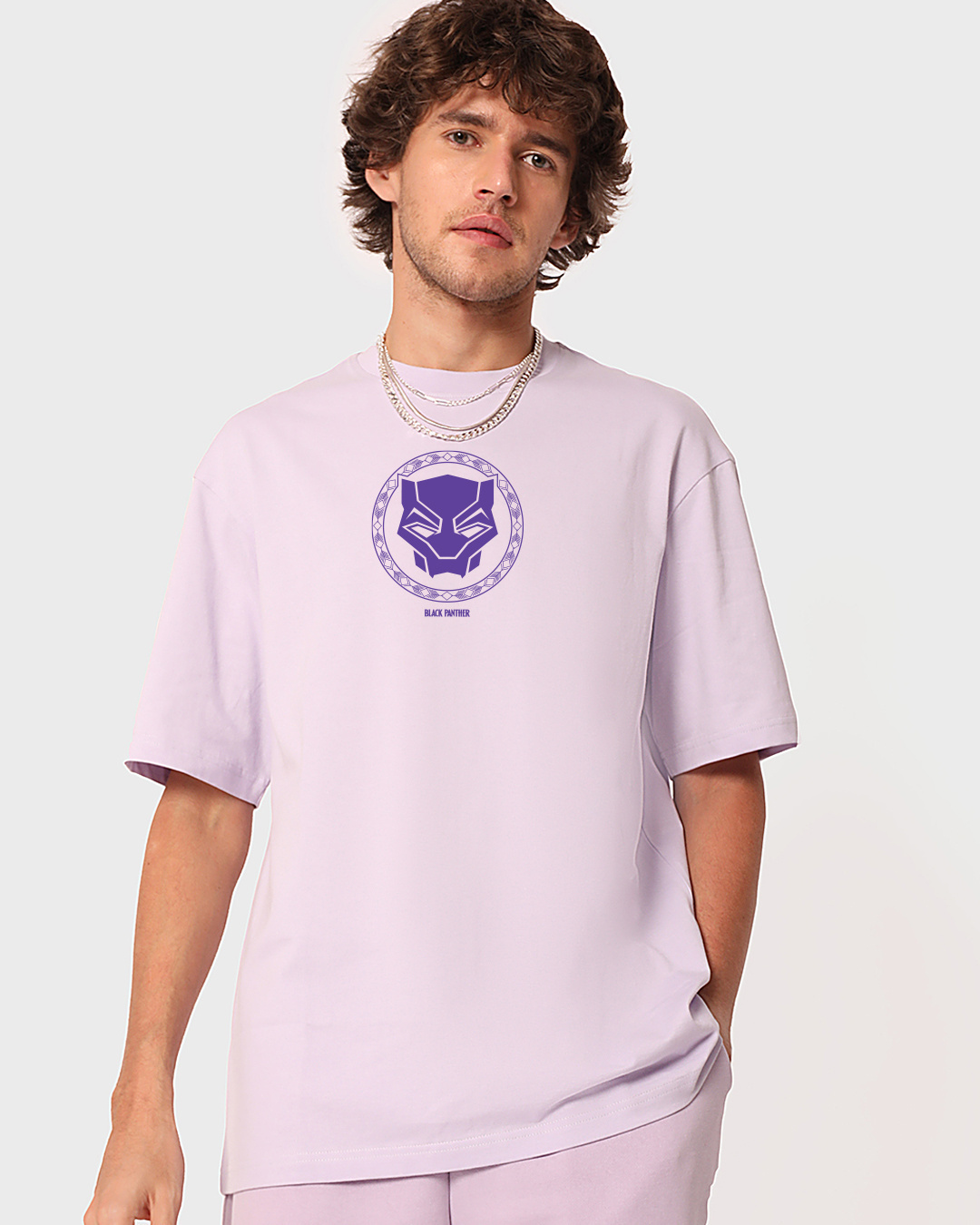 Shop Men's Purple Wakanda Forever Graphic Printed Oversized T-shirt-Back