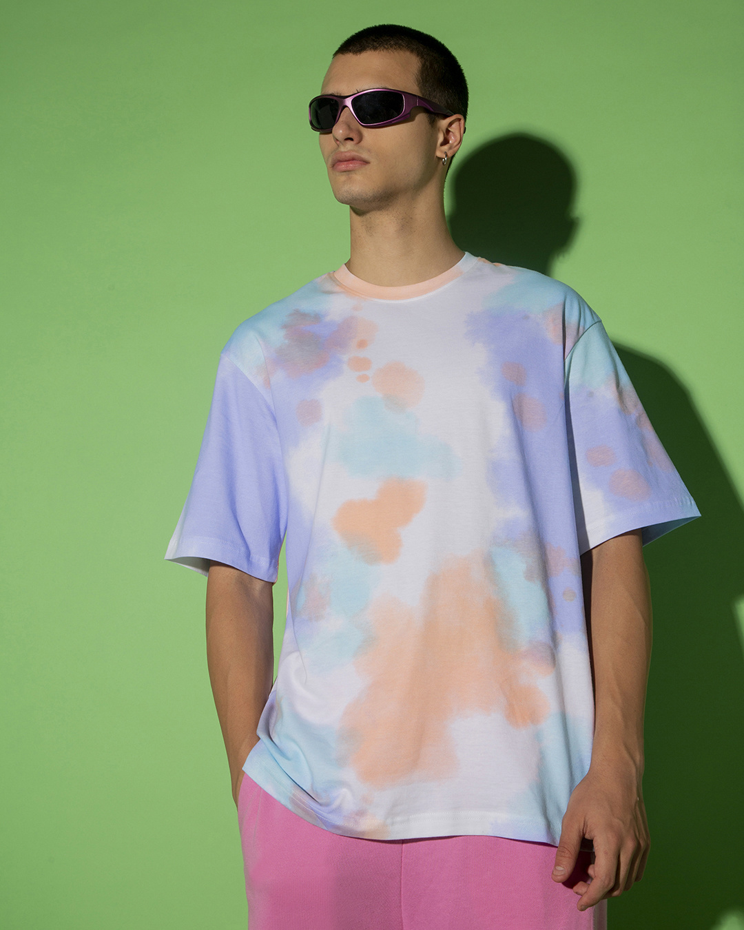 Shop Men's Purple & White Tie & Dye Oversized T-shirt-Back