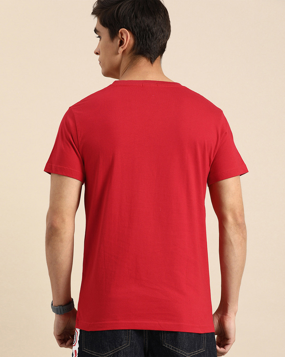 Shop Men's Red Adventurous Mickey (DL) Graphic Printed T-shirt-Back