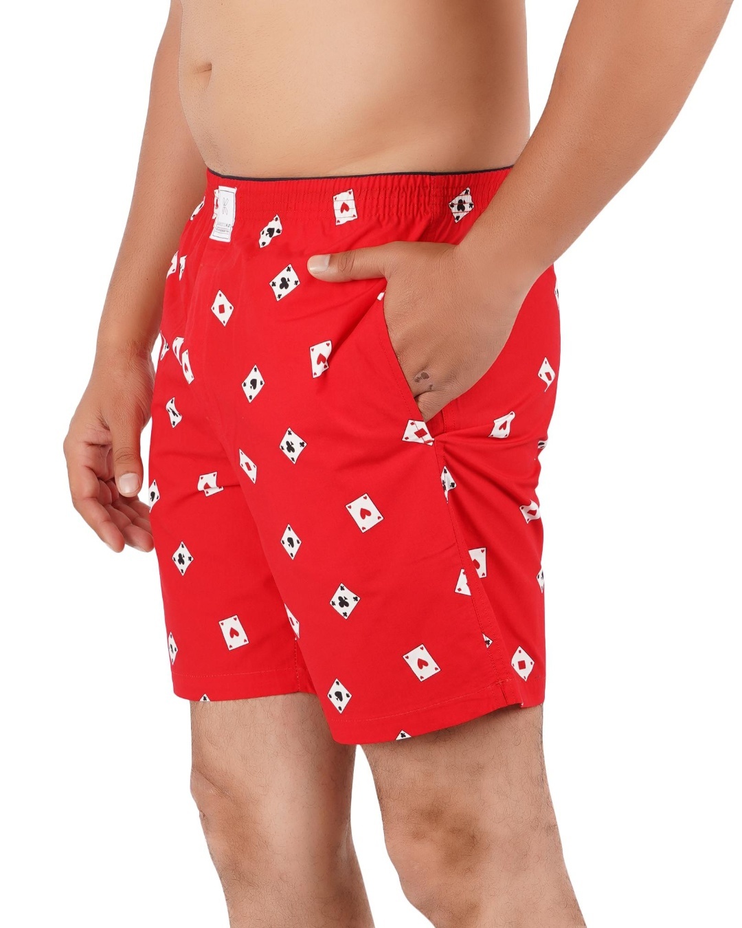 Shop Men's Red All Over Cards Printed Boxer-Back